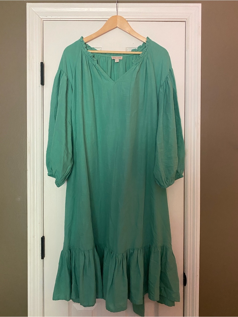 Knox Rose - Women's Teal Green Ruffle-Hem Summer Dress - size 2X